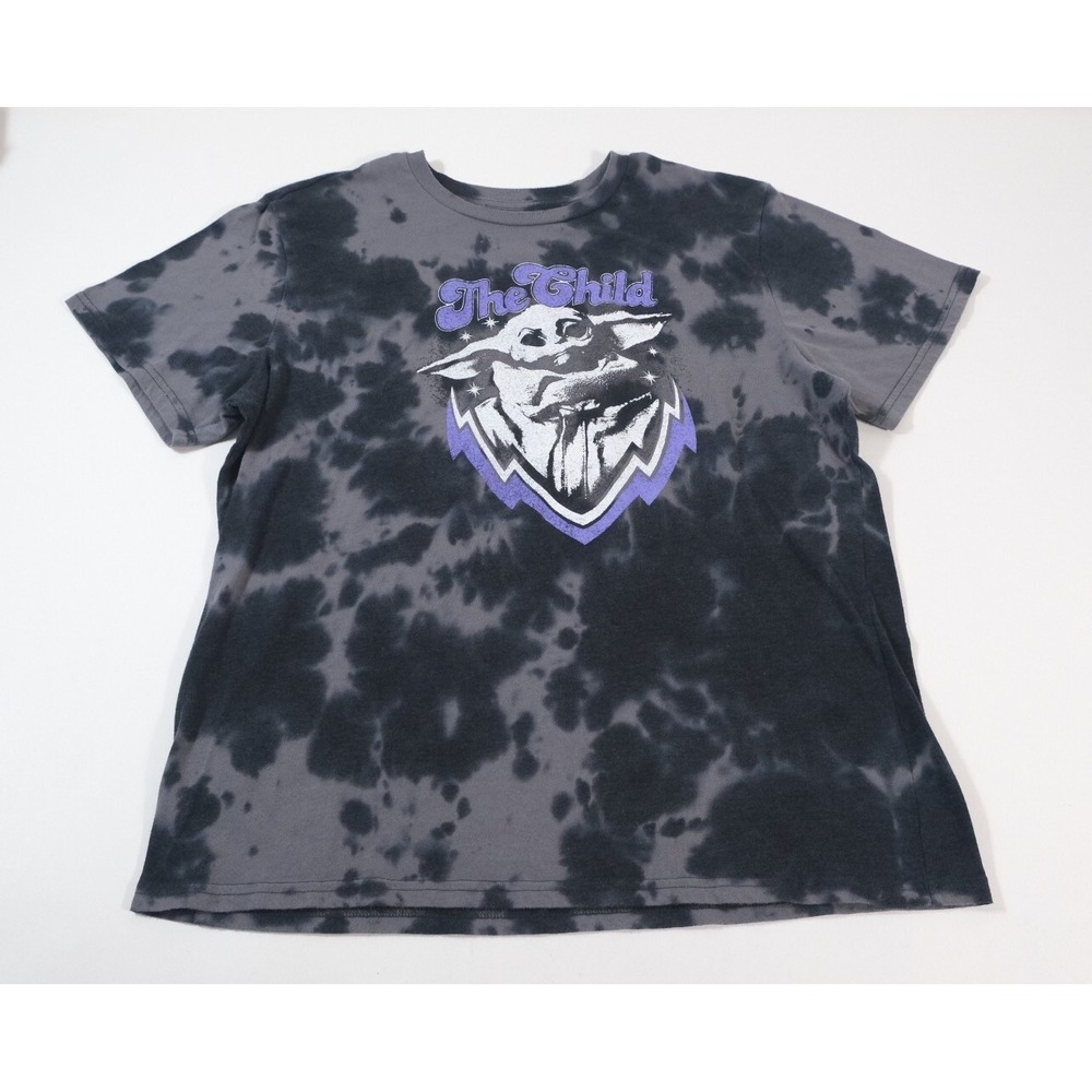 Star Wars T-Shirt Womens XL Grey The Child Grogu Tie Dye Graphic‎ Short Sleeve
